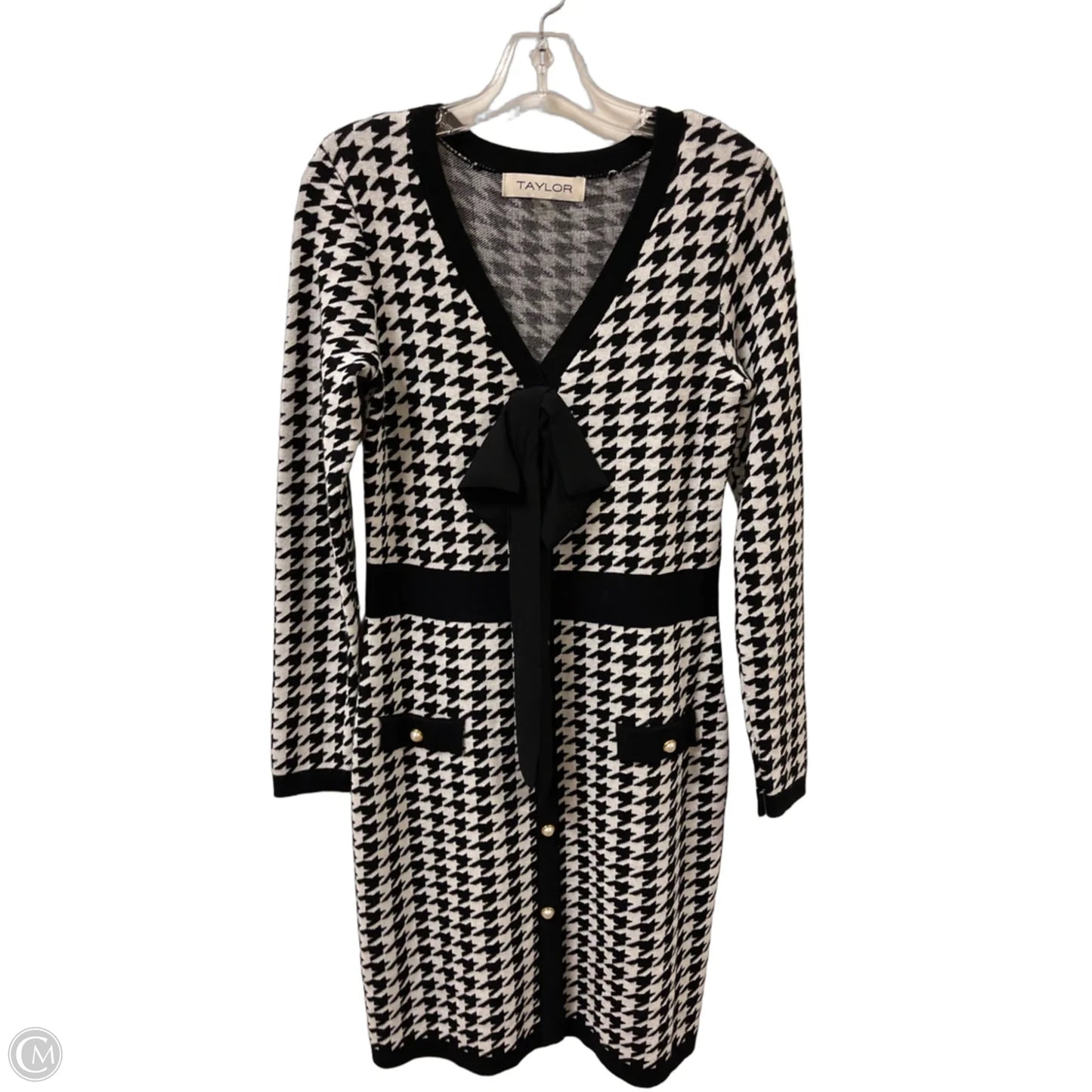 Dress Casual Midi By Taylor In Black & White, Size: M