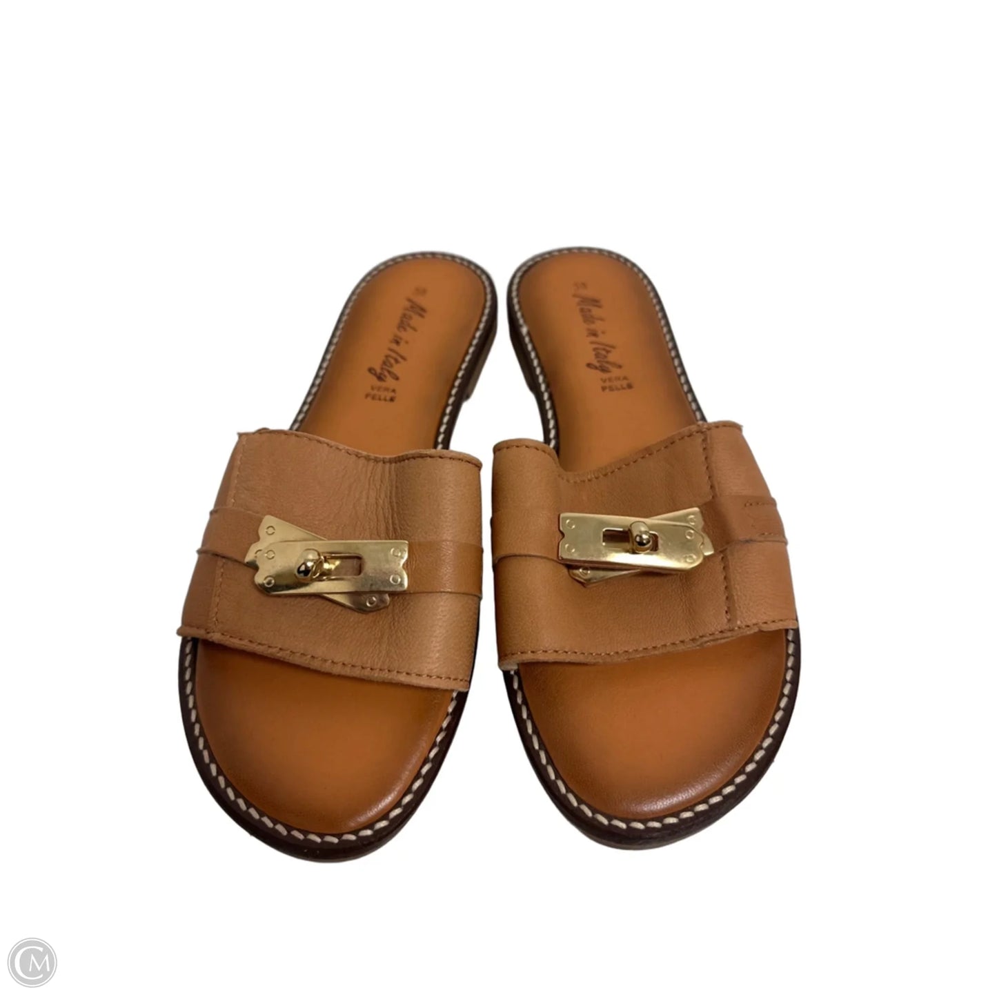 Sandals Flats By Clothes Mentor In Brown, Size: 7.5