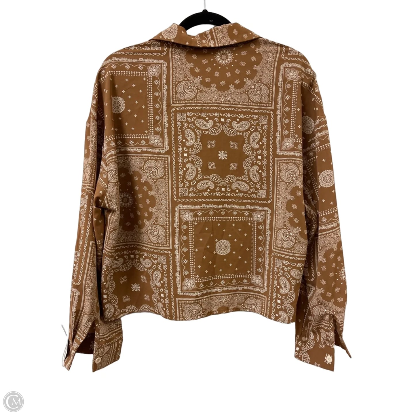 Blouse Long Sleeve By Cider In Tan, Size: L