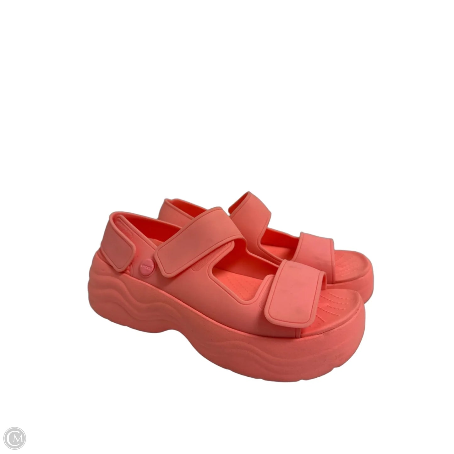 Sandals Heels Platform By Crocs In Coral, Size: 7