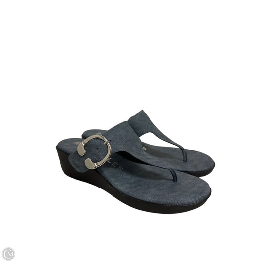 Sandals Heels Wedge By Aerosoles In Blue Denim, Size: 7.5