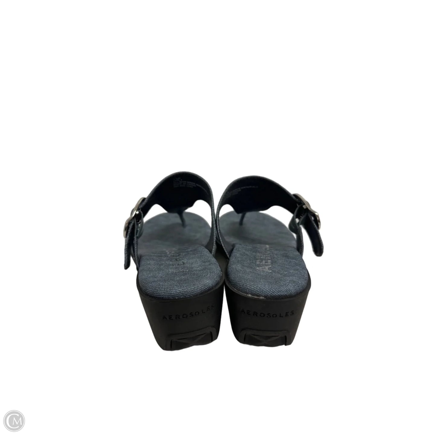 Sandals Heels Wedge By Aerosoles In Blue Denim, Size: 7.5