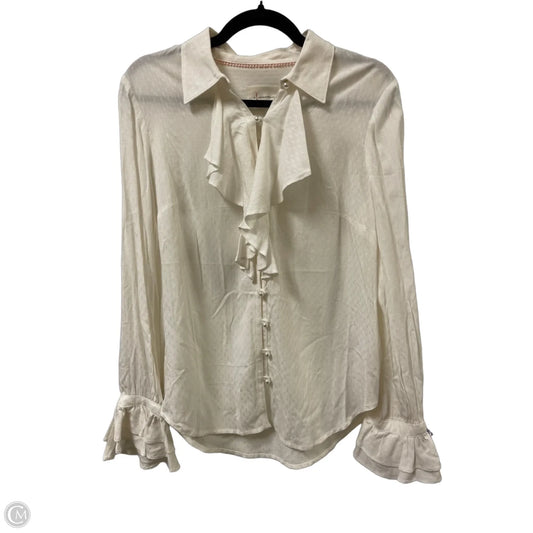 Blouse Long Sleeve By Anthropologie In Cream, Size: M