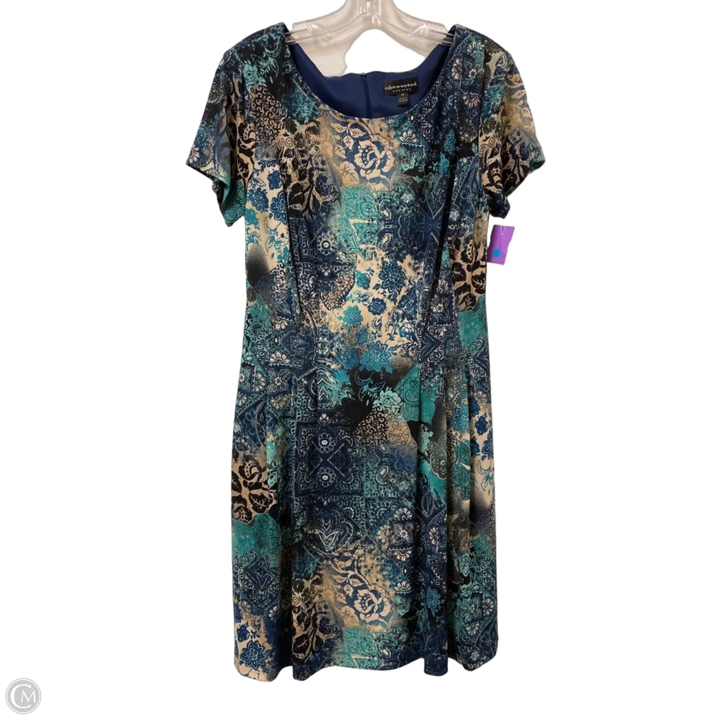 Dress Casual Midi By Connected Apparel In Blue & Green, Size: M