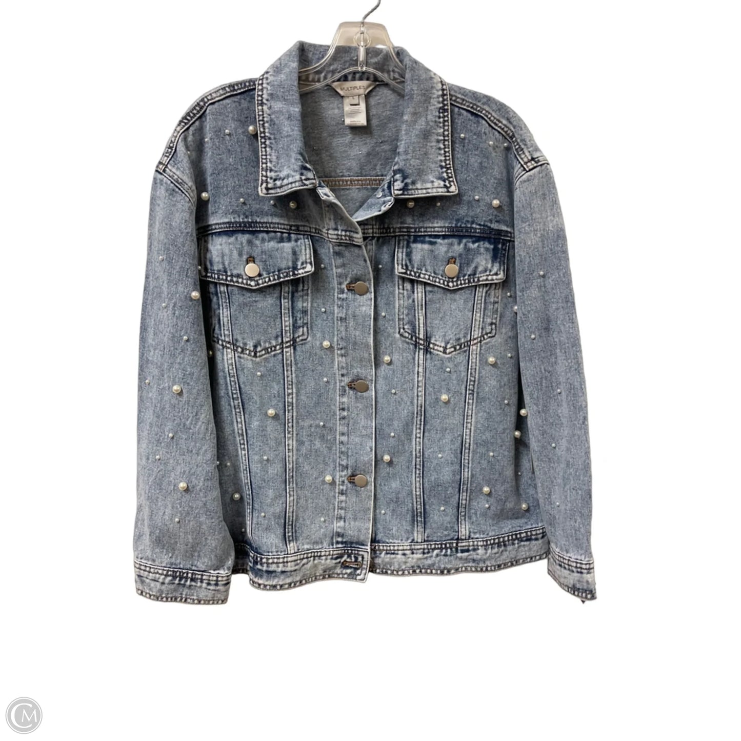 Jacket Denim By Multiples In Blue Denim, Size: L