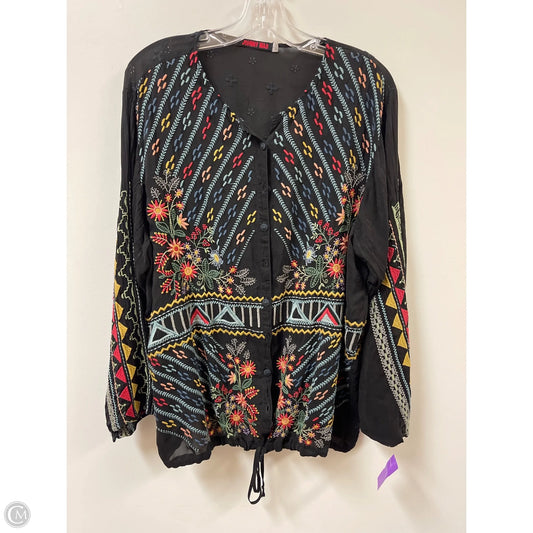 Blouse Designer By Johnny Was In Black, Size: L