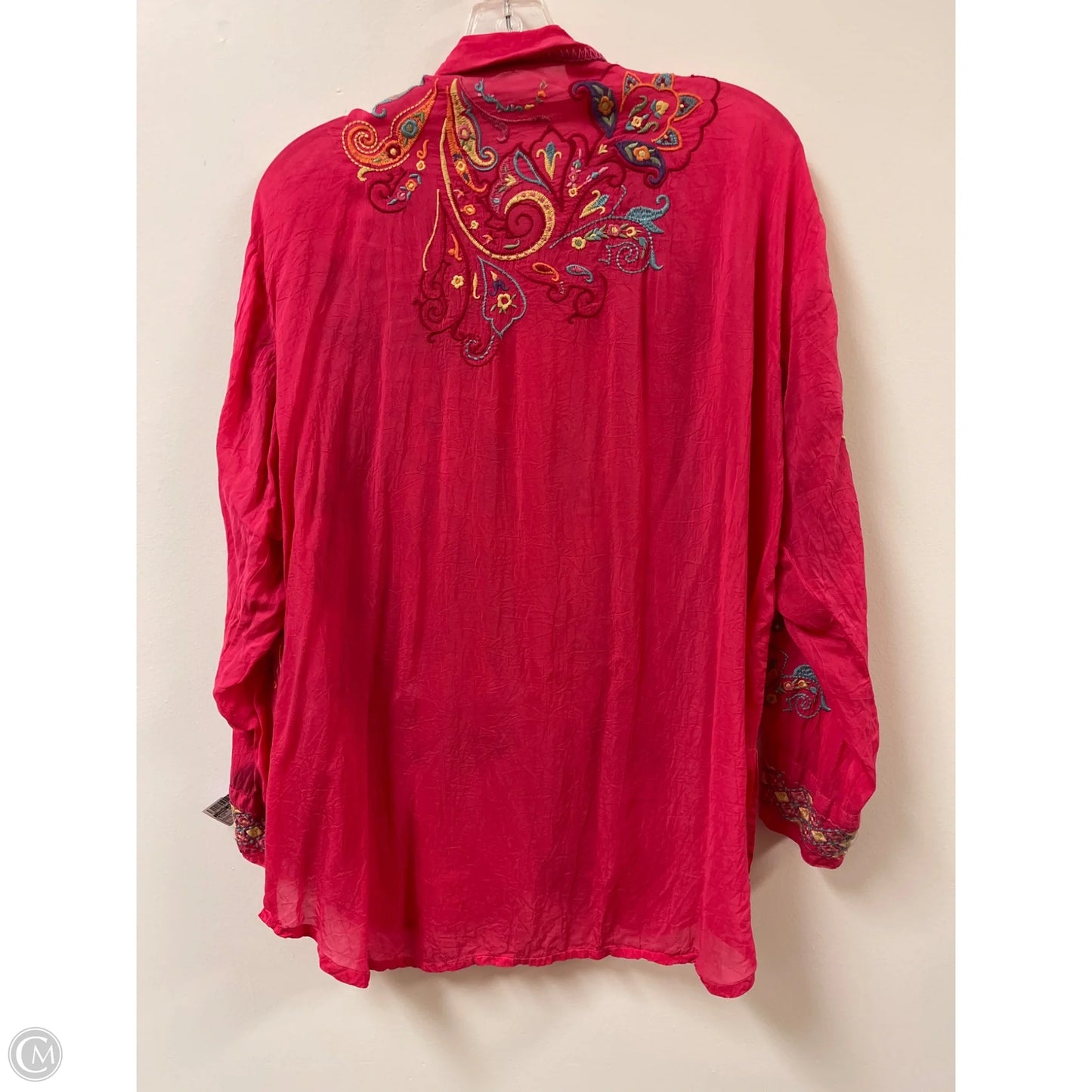 Blouse Designer By Johnny Was In Pink, Size: L