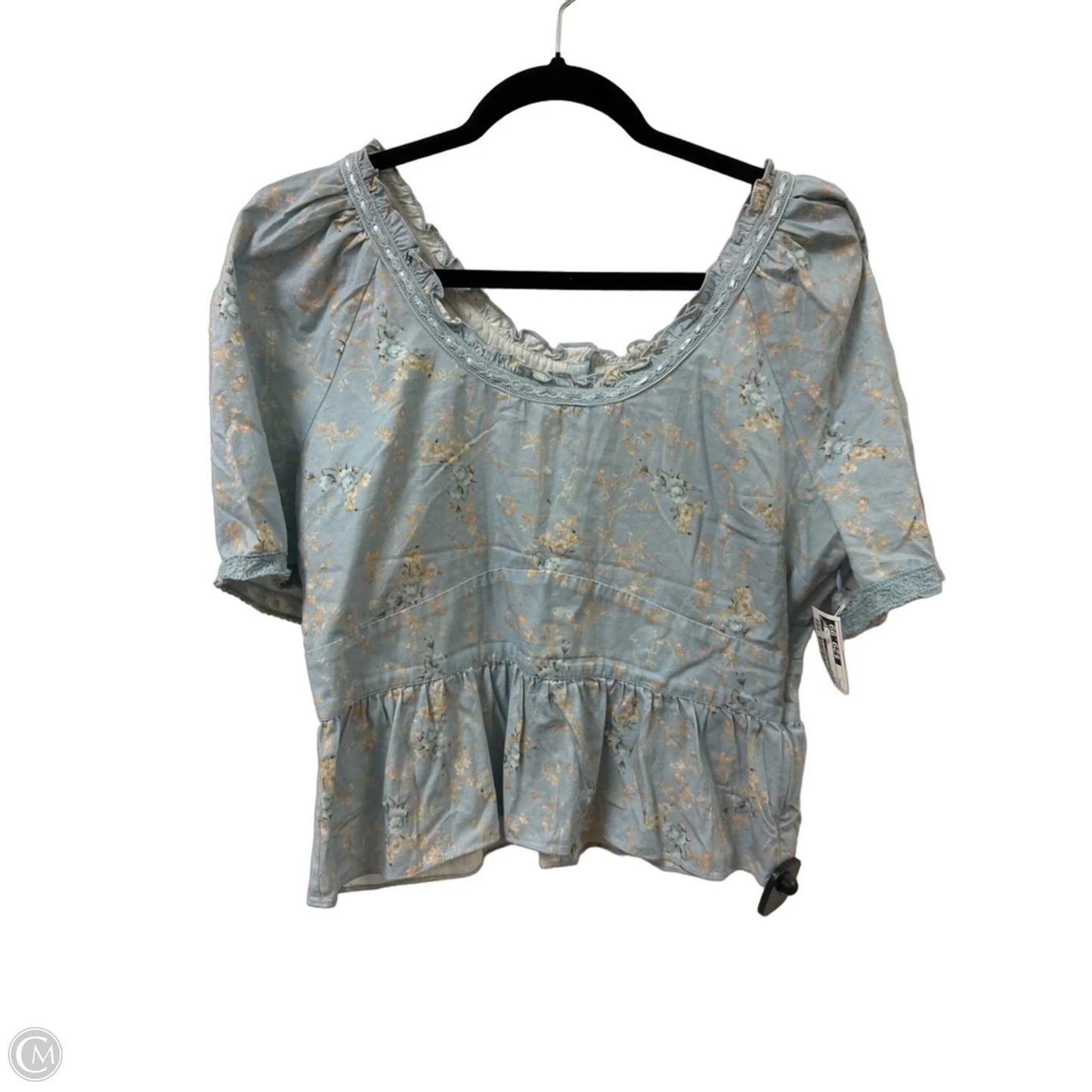 Top Short Sleeve By Loveshackfancy In Blue, Size: L