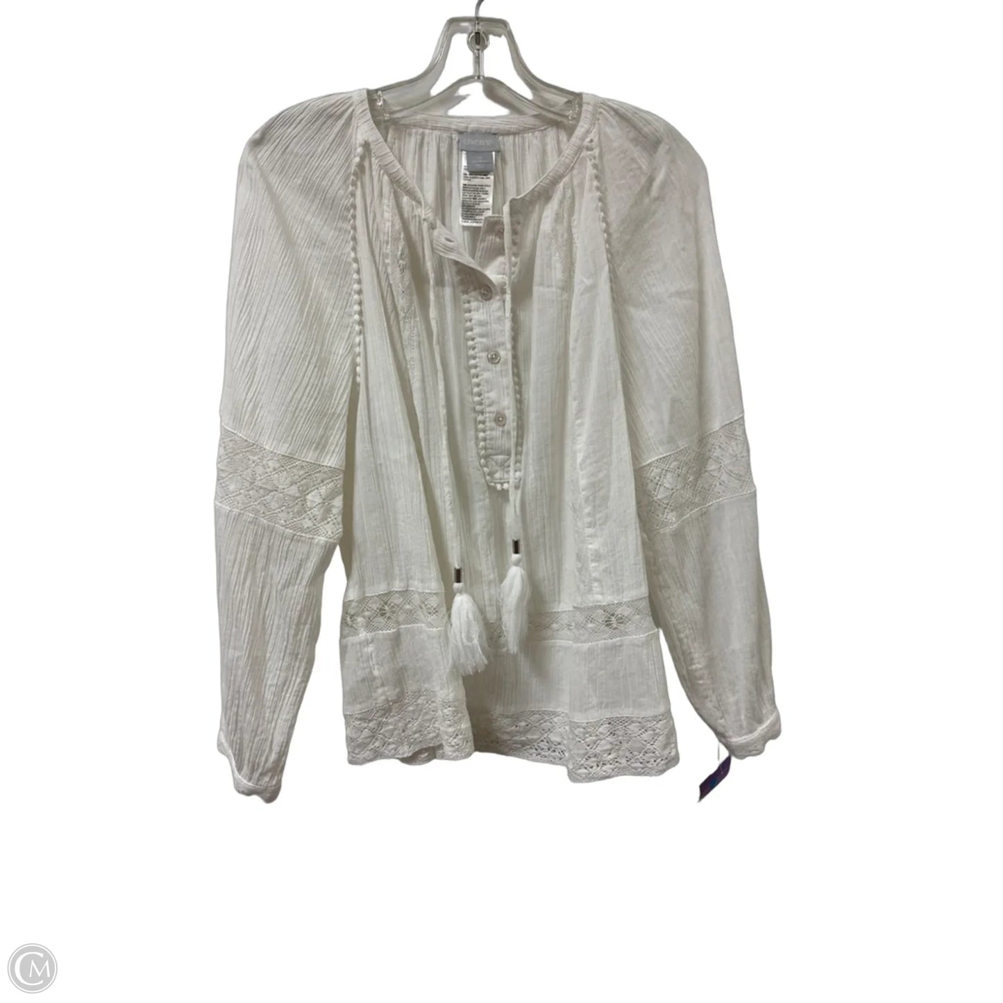 Top Long Sleeve By Chicos In White, Size: S