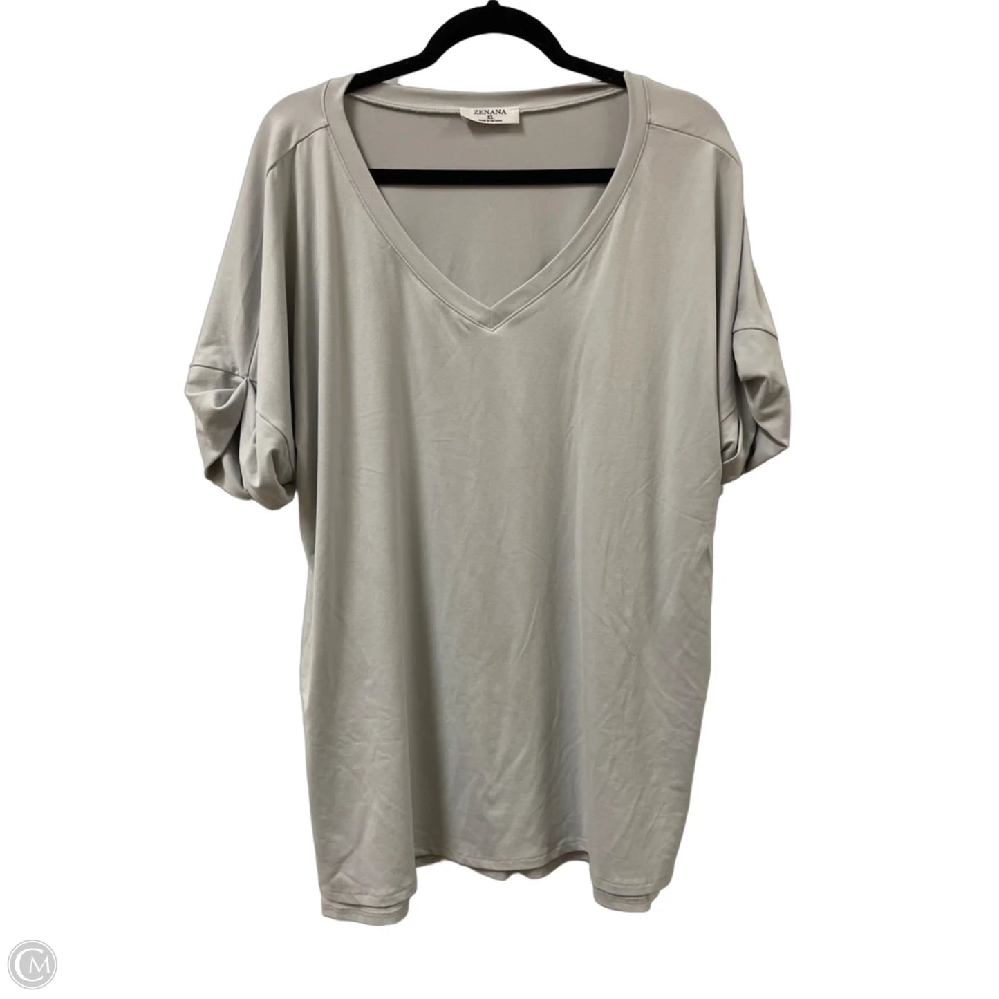 Top Short Sleeve By Zenana Outfitters In Grey, Size: Xl