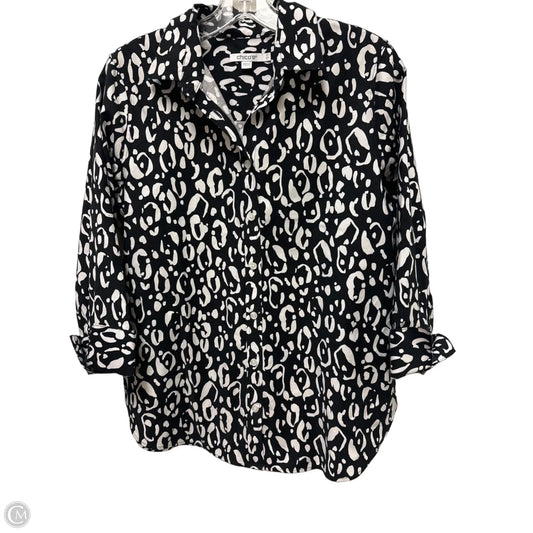 Blouse Long Sleeve By Chicos In Black & White, Size: S