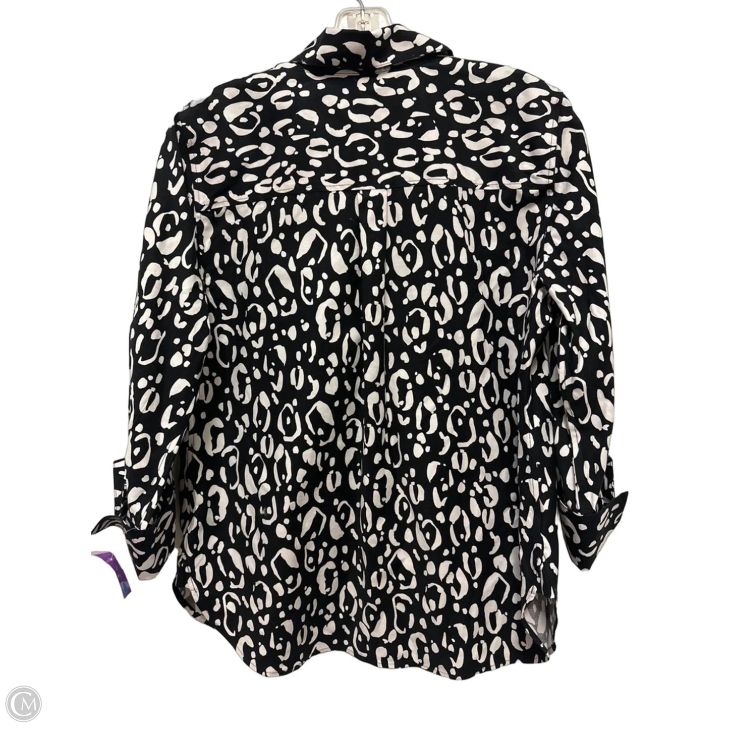 Blouse Long Sleeve By Chicos In Black & White, Size: S