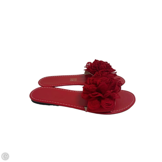 Sandals Flats By Clothes Mentor In Red, Size: 9.5