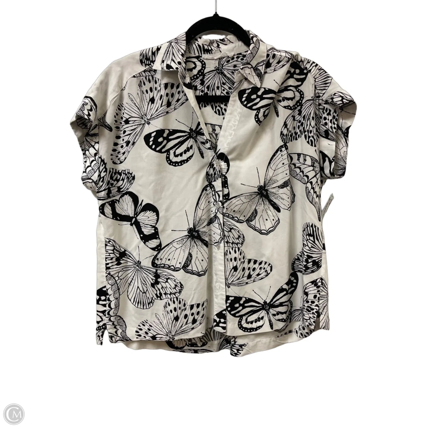 Blouse Short Sleeve By Jane And Delancey In Black & White, Size: S