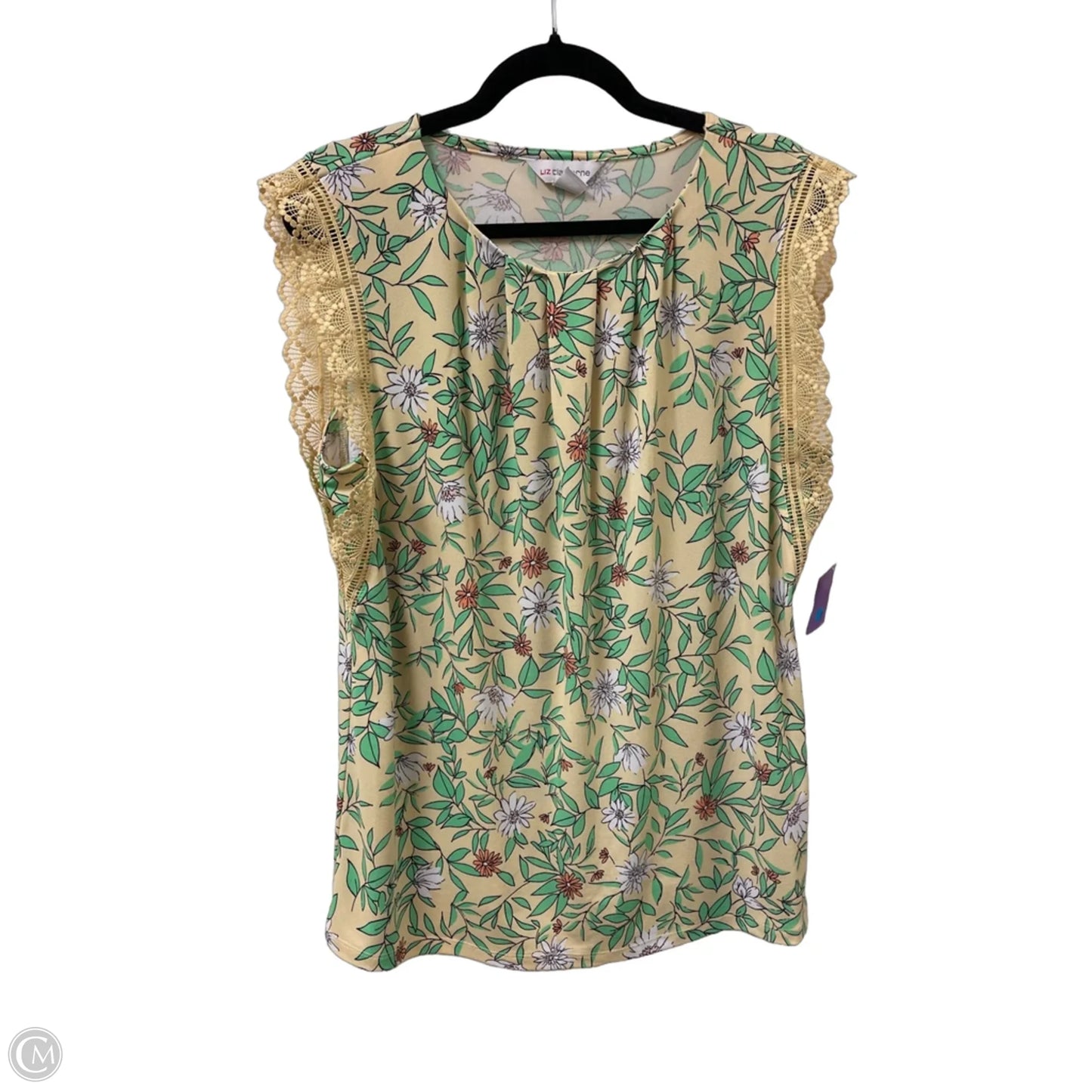 Top Short Sleeve By Liz Claiborne In Yellow, Size: L