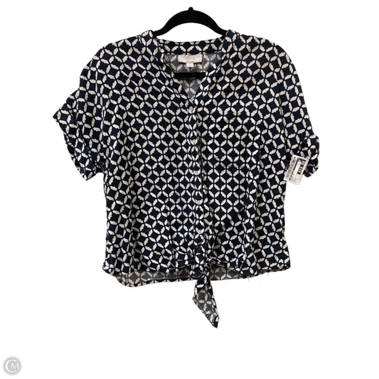 Blouse Short Sleeve By Charter Club In Navy, Size: S