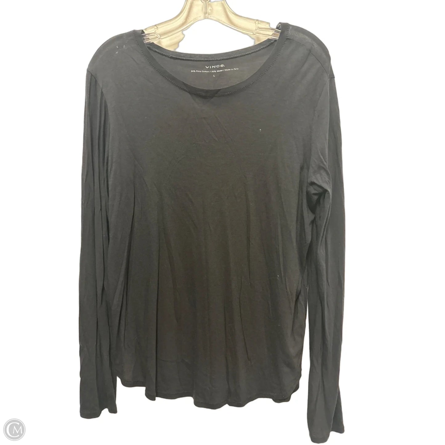 Top Long Sleeve By Vince In Black, Size: L