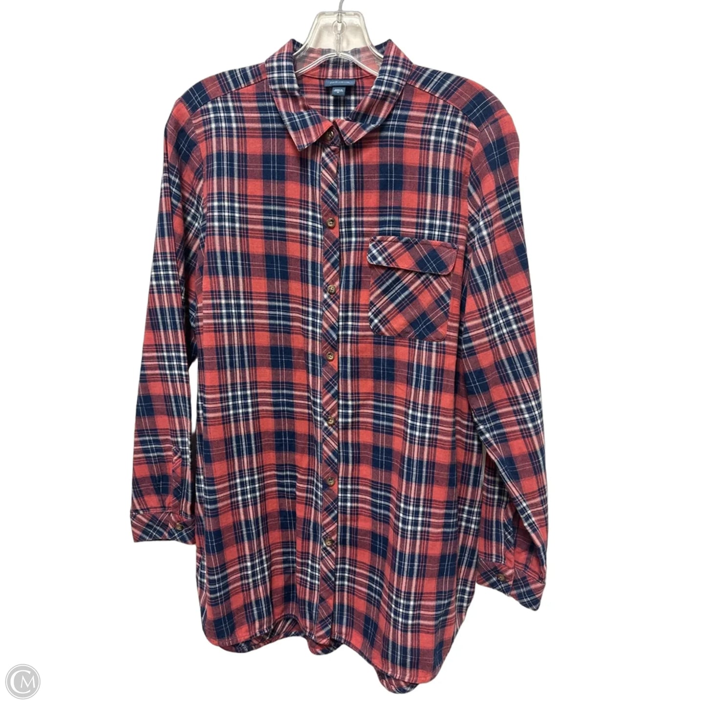 Blouse Long Sleeve By J. Jill In Blue & Red, Size: M