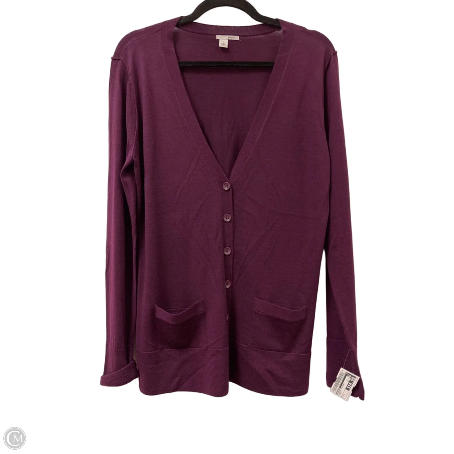 Sweater Cardigan By Halogen In Purple, Size: L