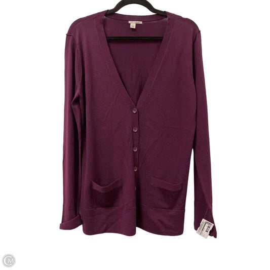 Sweater Cardigan By Halogen In Purple, Size: L