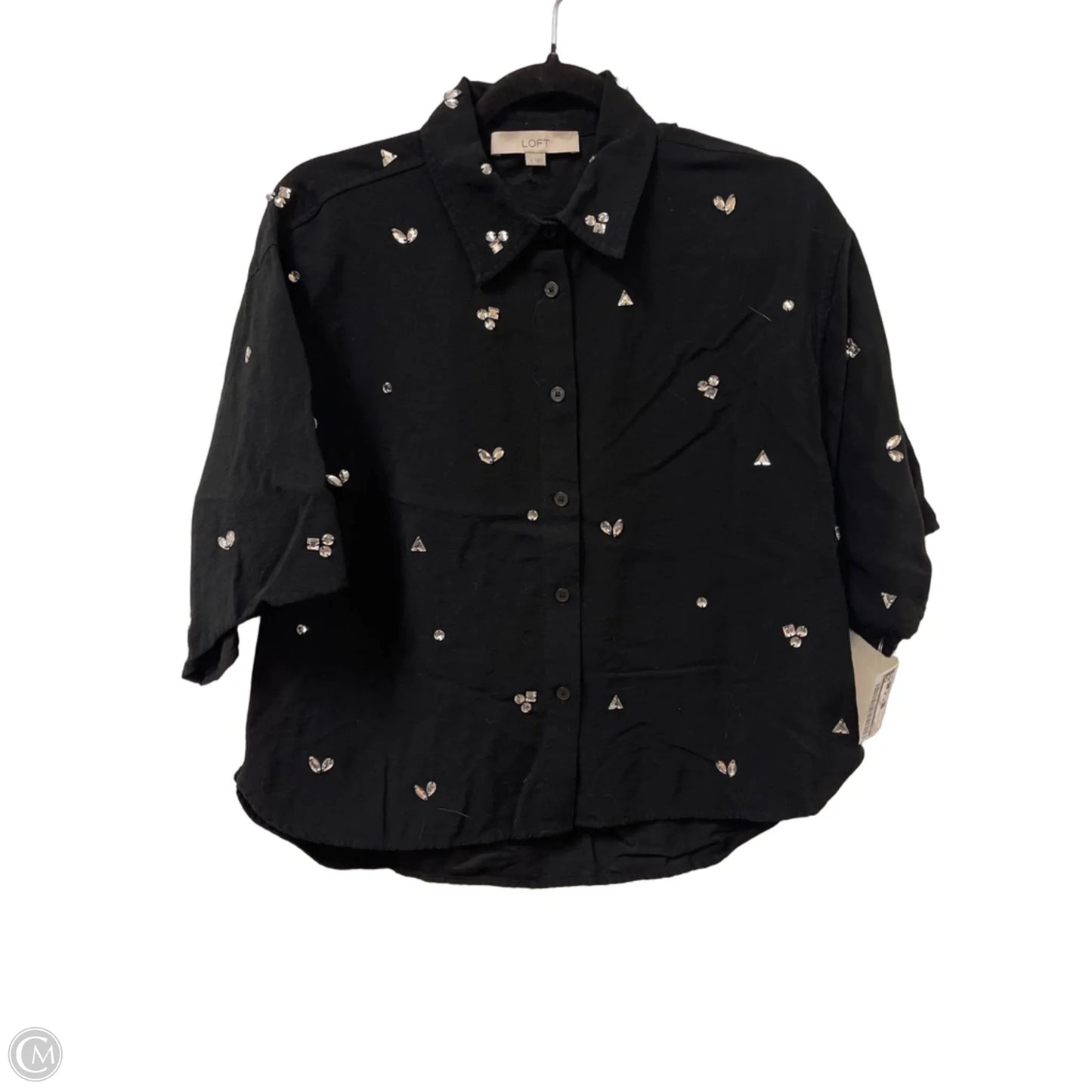 Blouse Short Sleeve By Loft In Black, Size: S