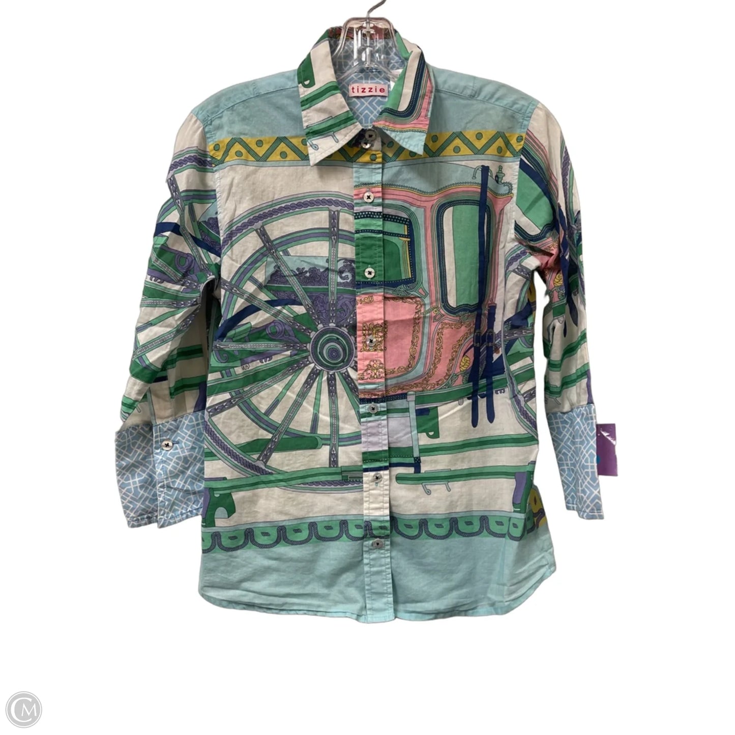 Blouse Long Sleeve By Clothes Mentor In Blue & Green, Size: S
