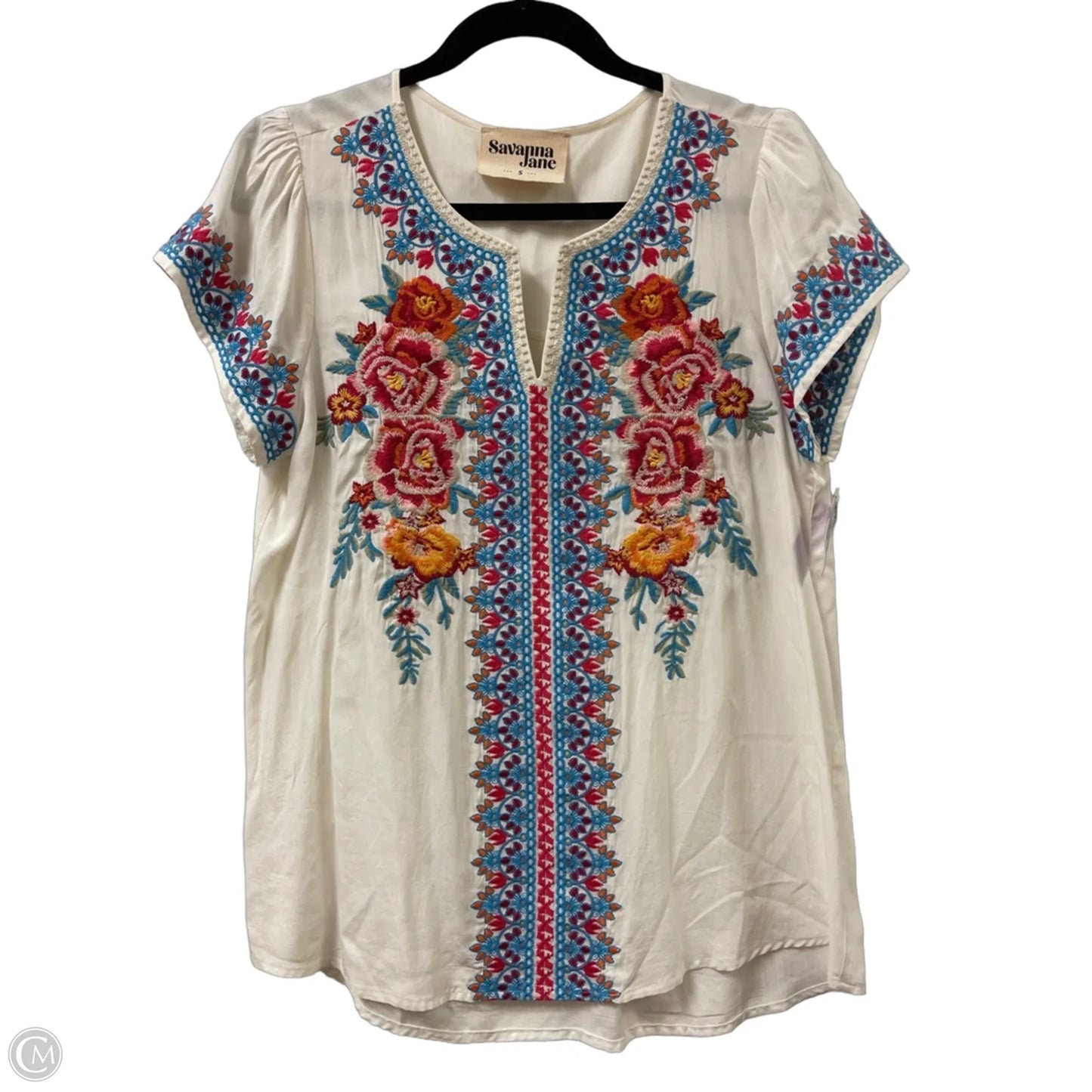 Top Short Sleeve By Savanna Jane In White, Size: S