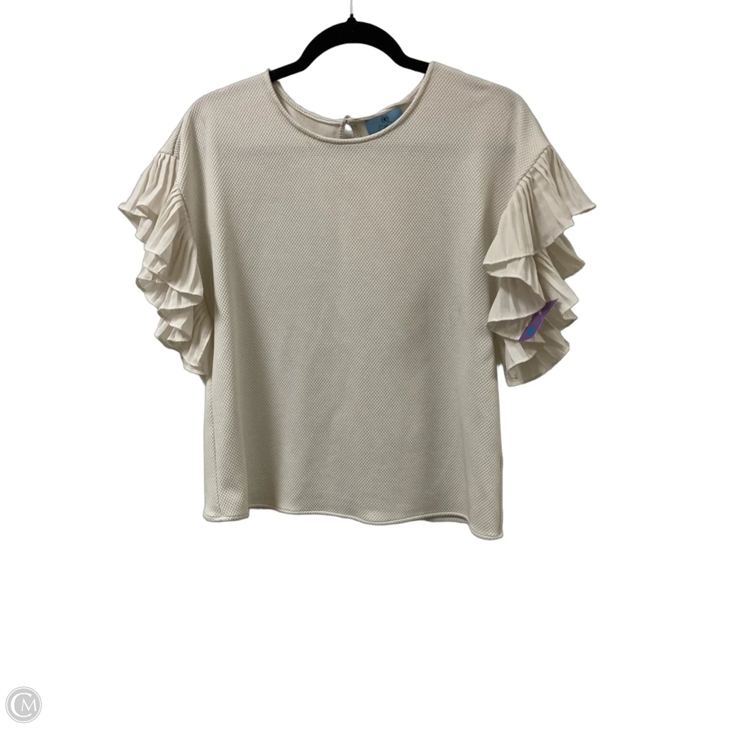 Top Short Sleeve By Cece In Cream, Size: S