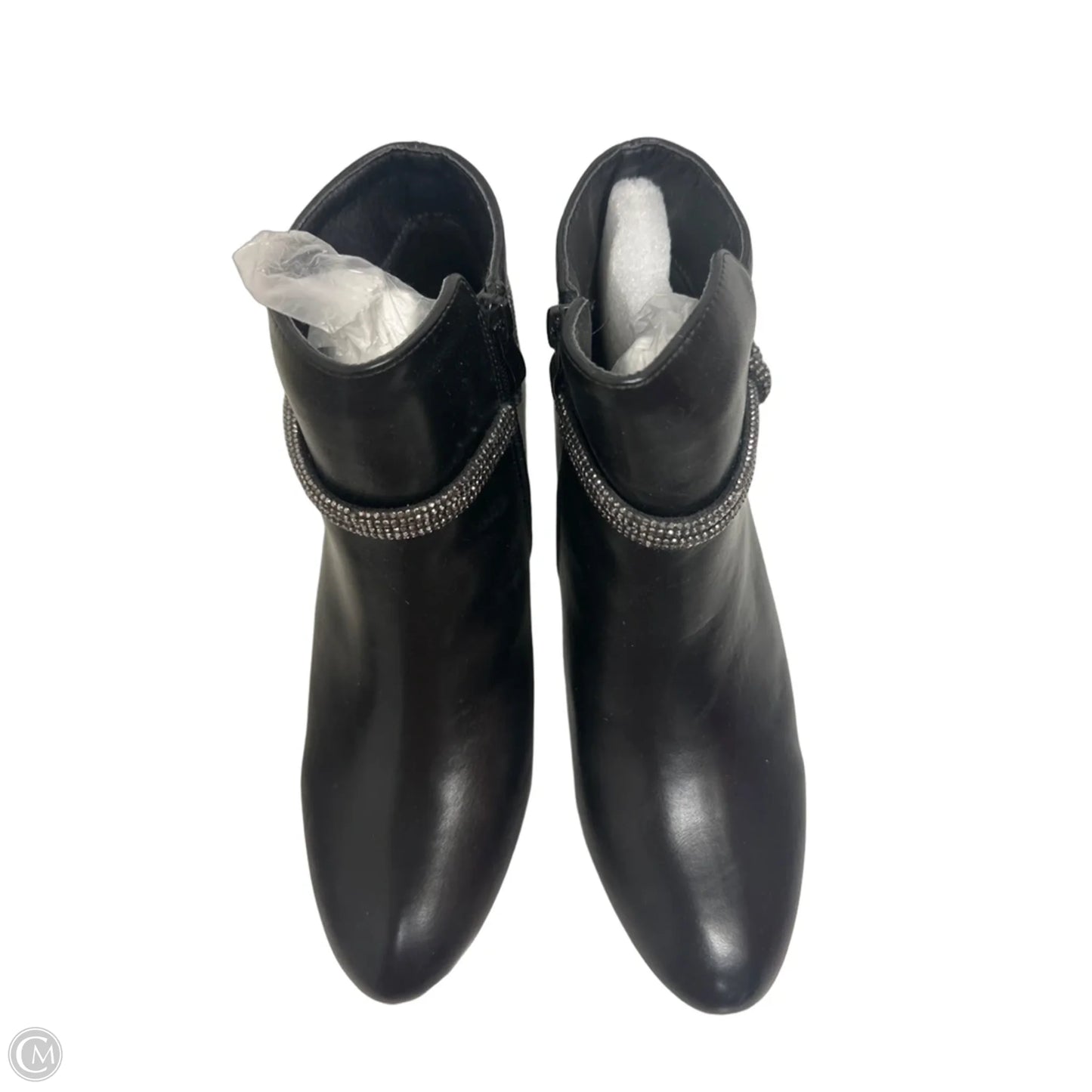Boots Ankle Heels By Forever In Black, Size: 10