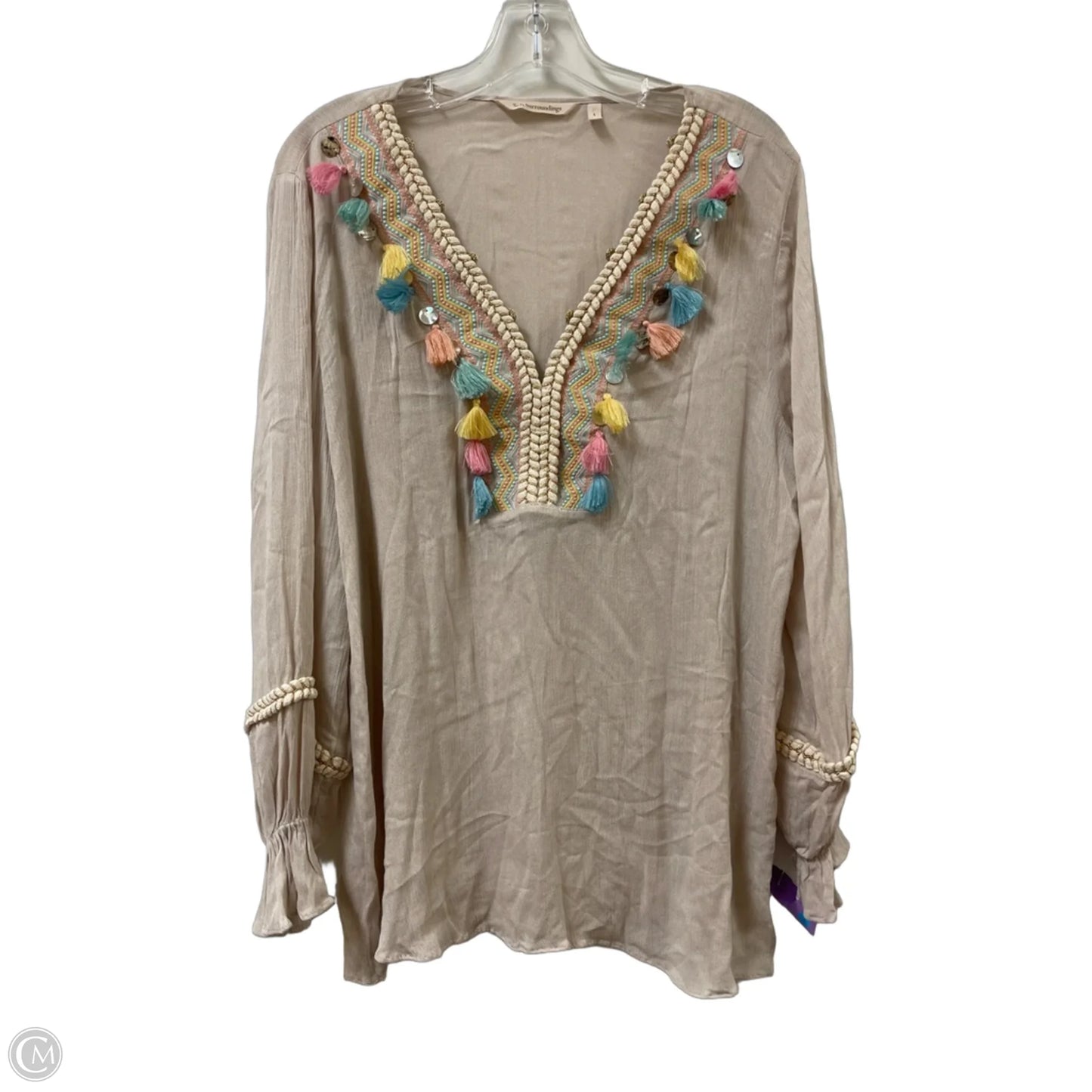 Top Long Sleeve By Soft Surroundings In Cream, Size: L