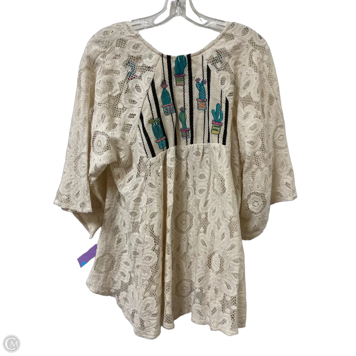 Top Long Sleeve By Judith March In Cream, Size: L