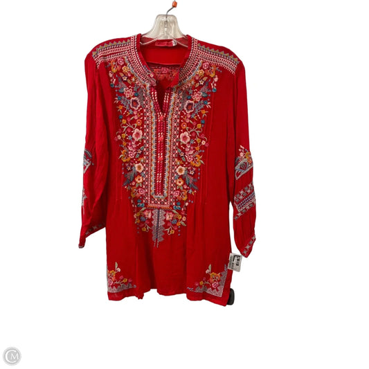 Tunic Designer By Johnny Was In Red, Size: S