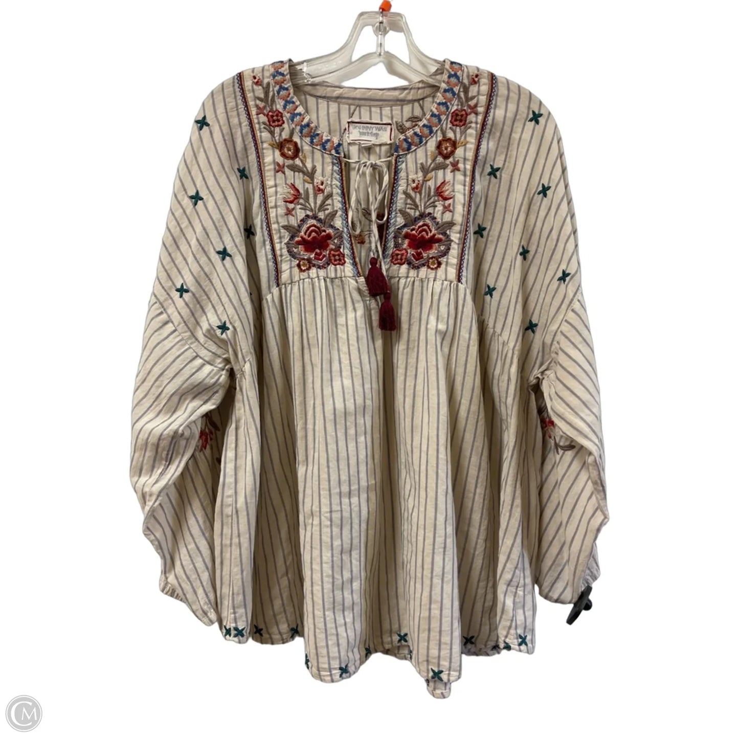 Top Long Sleeve Designer By Johnny Was In Tan, Size: Xl
