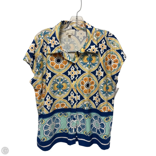 Blouse Short Sleeve By Clothes Mentor In Blue & Yellow, Size: Xl