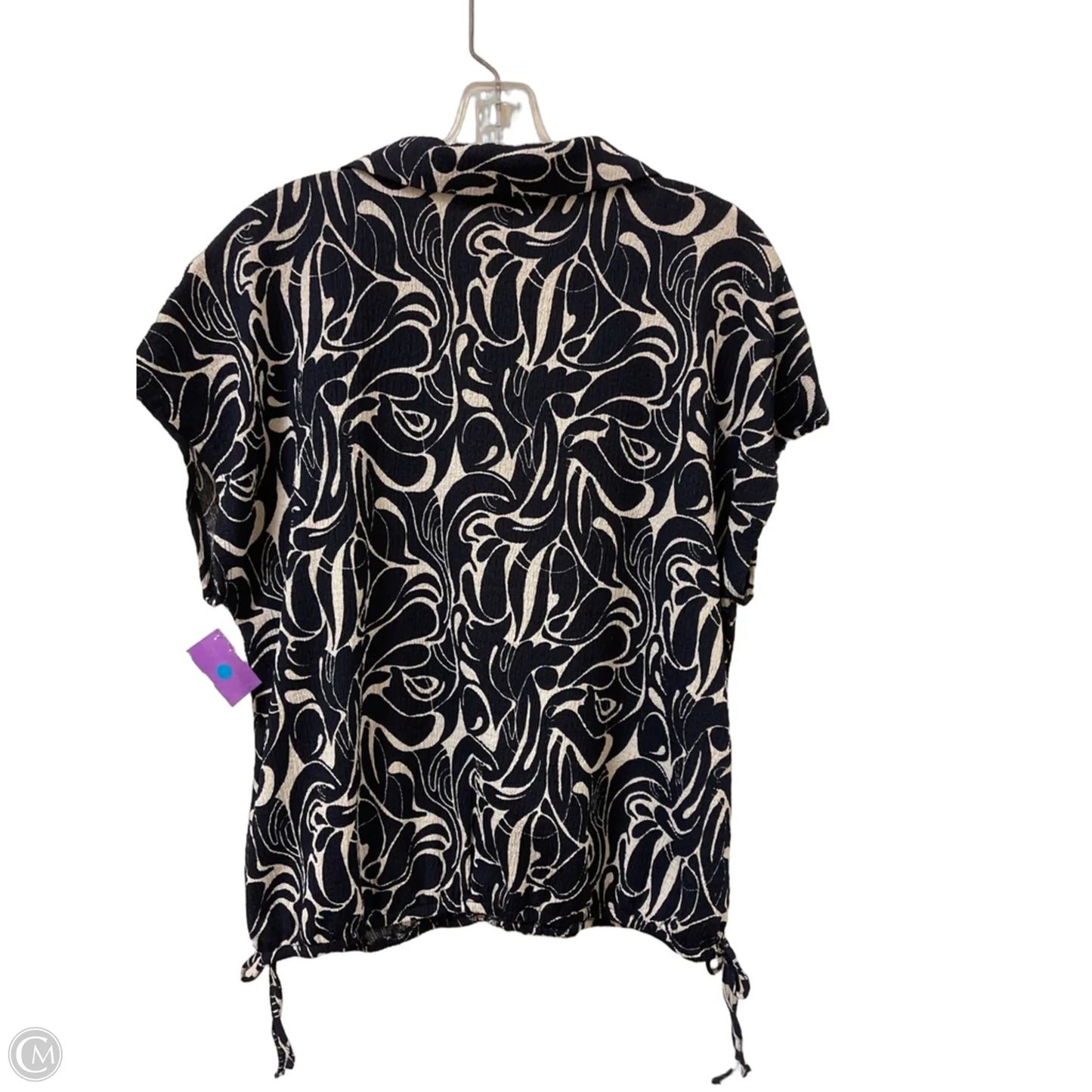 Blouse Short Sleeve By Adrienne Vittadini In Navy, Size: Xl