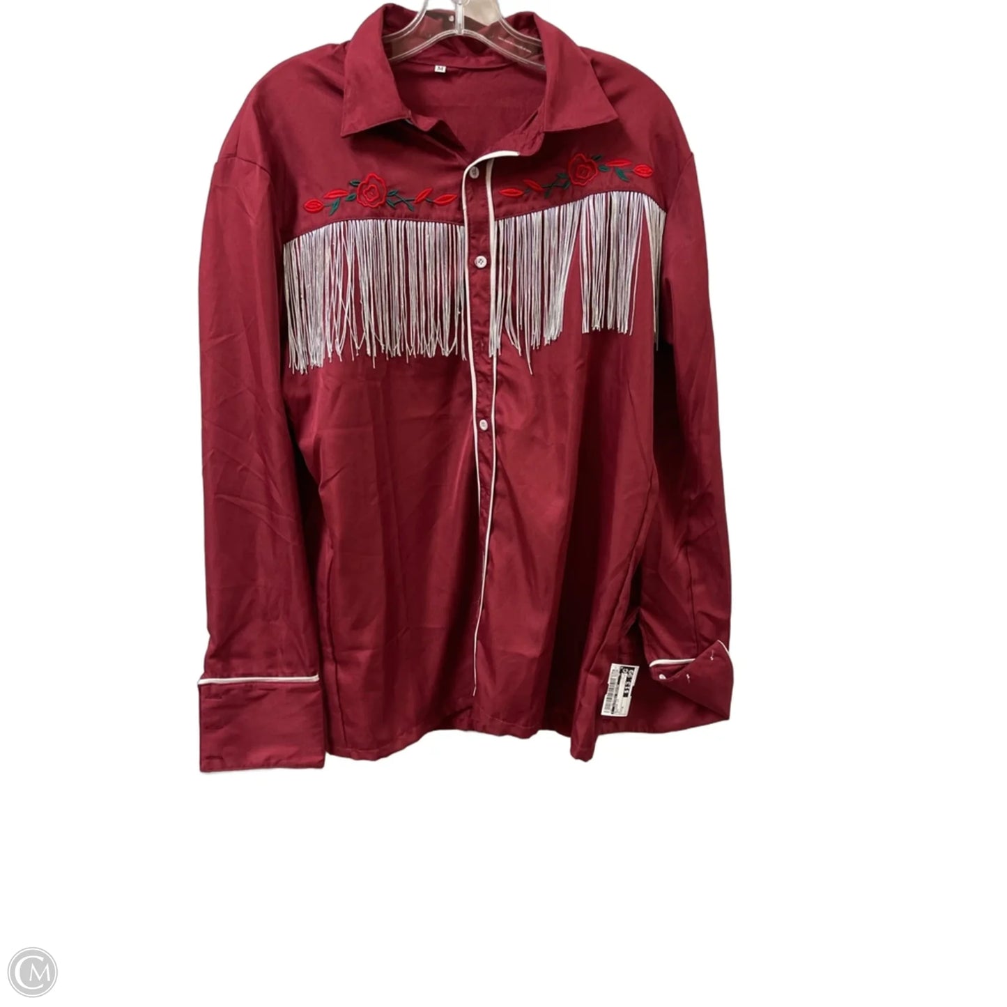 Blouse Long Sleeve By Clothes Mentor In Red, Size: M