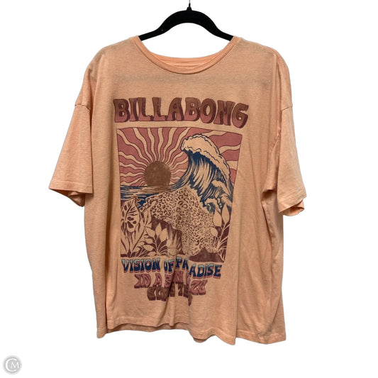 Top Short Sleeve By Billabong In Orange, Size: L
