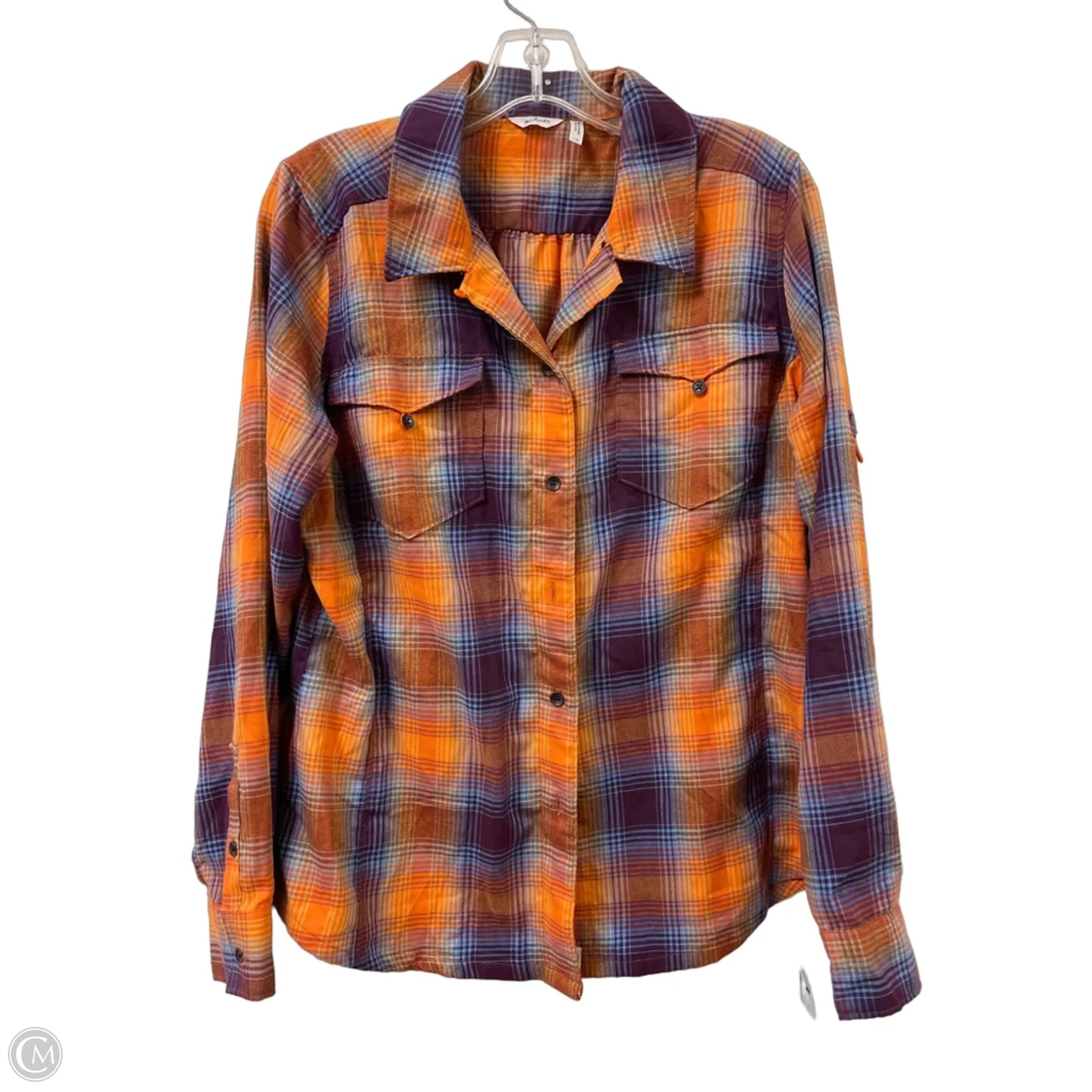 Blouse Long Sleeve By Woolrich In Orange, Size: L