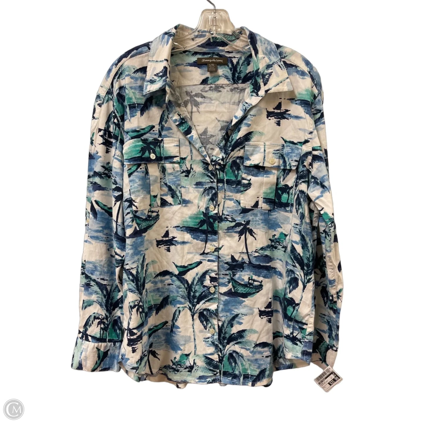 Blouse Long Sleeve By Tommy Bahama In Camouflage Print, Size: L
