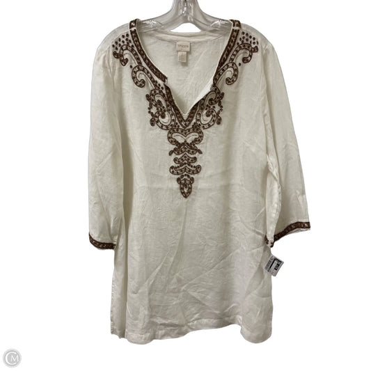Tunic Long Sleeve By Chicos In White, Size: L