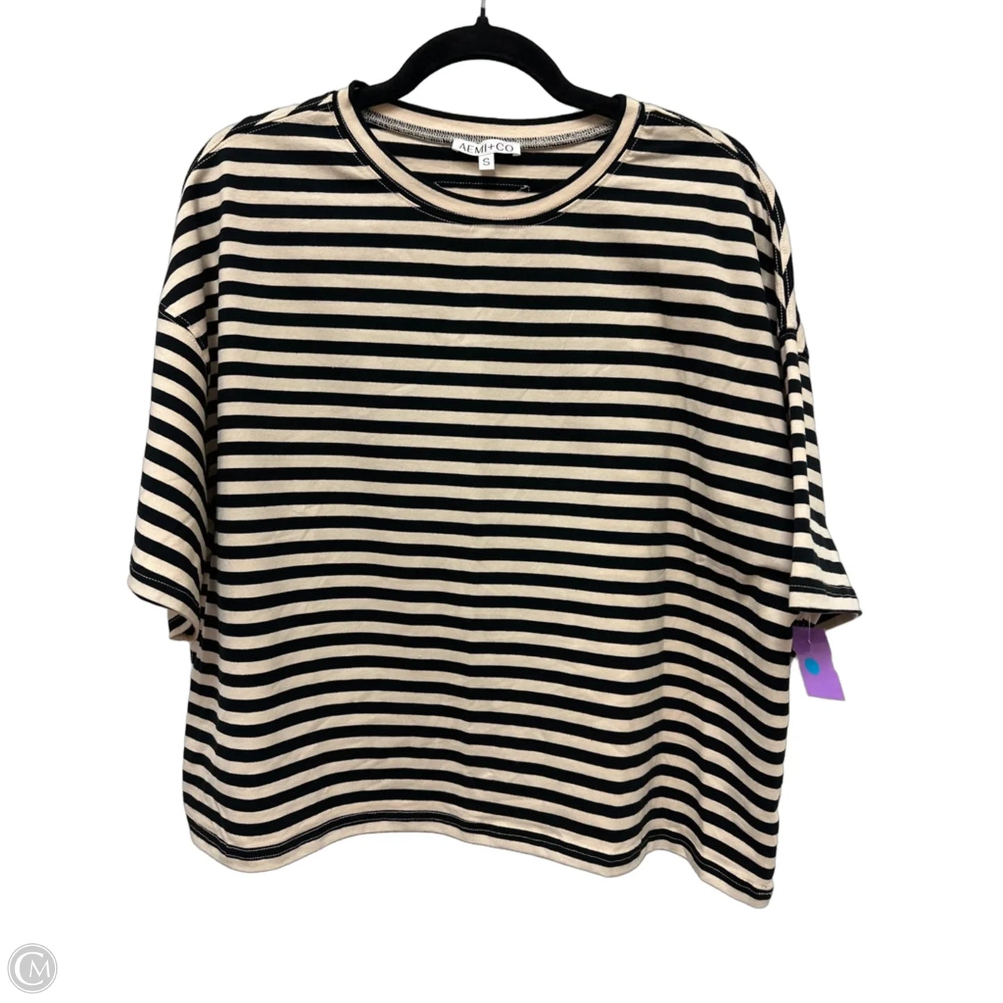 Top Short Sleeve By Clothes Mentor In Black & Cream, Size: S