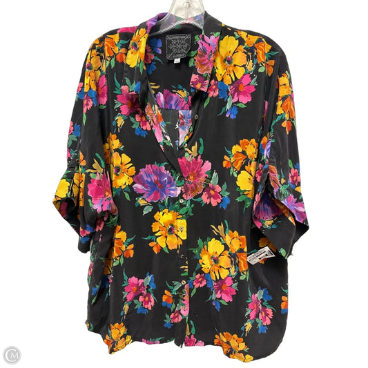 Blouse Designer By Johnny Was In Floral Print, Size: Xl