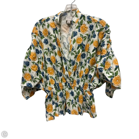 Top Long Sleeve By Maeve In Blue & Yellow, Size: Xs