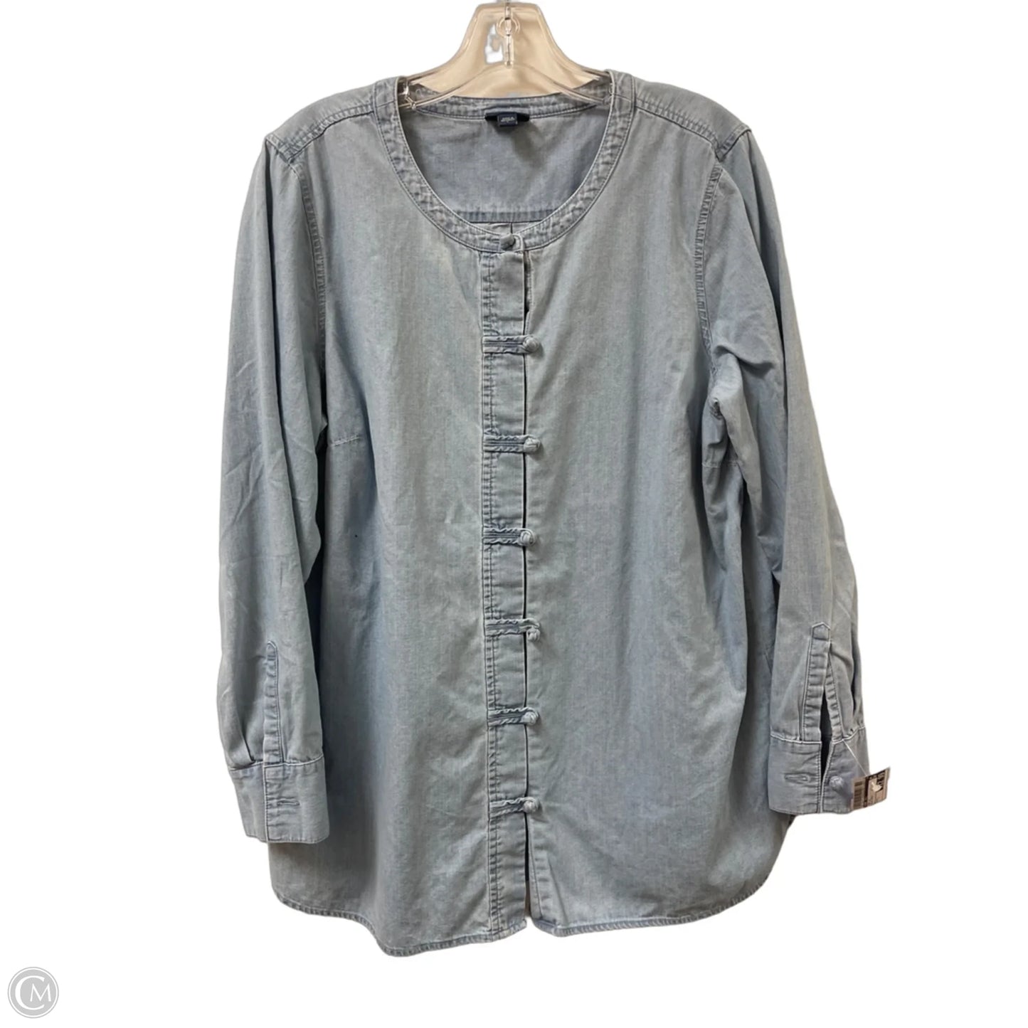 Top Long Sleeve By Pure Jill In Blue Denim, Size: L
