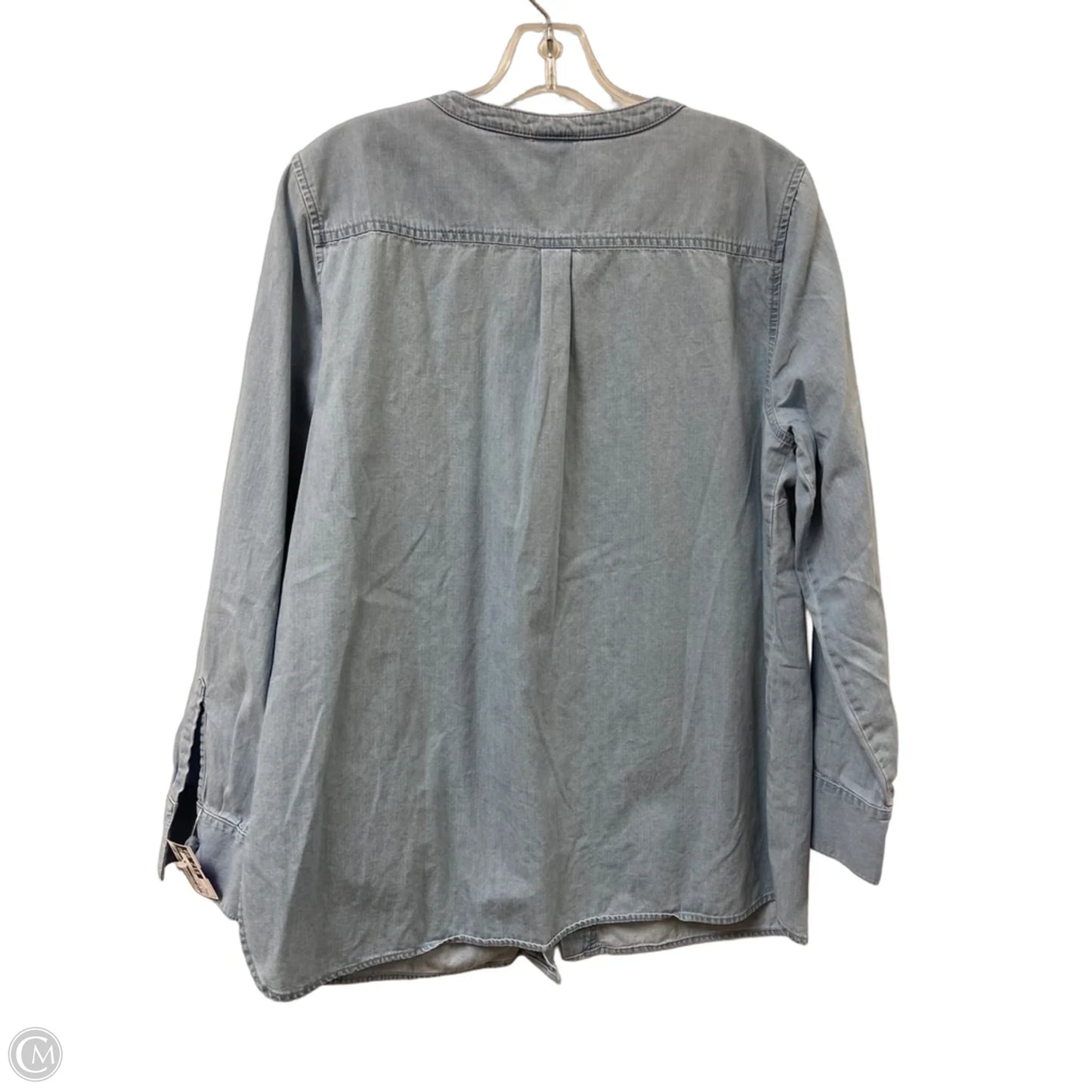 Top Long Sleeve By Pure Jill In Blue Denim, Size: L
