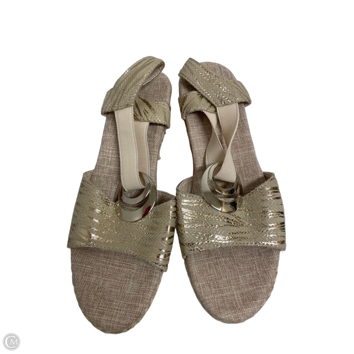 Sandals Heels Wedge By Clothes Mentor In Gold, Size: 10.5