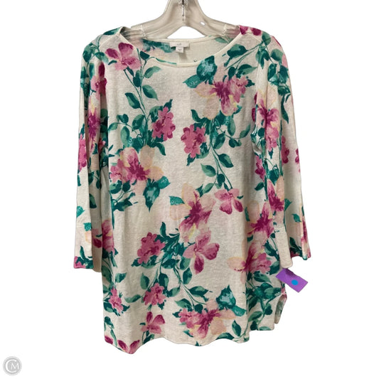 Top Long Sleeve By J. Jill In Floral Print, Size: S