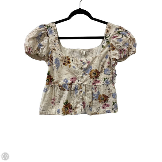 Top Short Sleeve By Anthropologie In Floral Print, Size: S