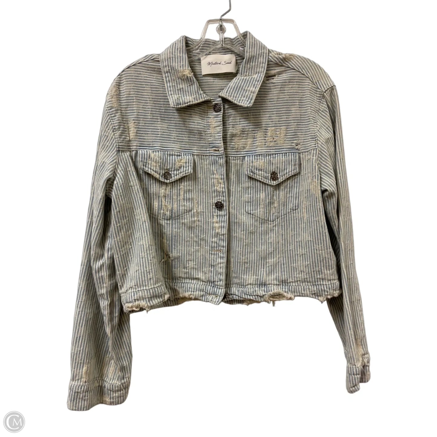 Jacket Denim By Mustard Seed In Blue Denim, Size: M