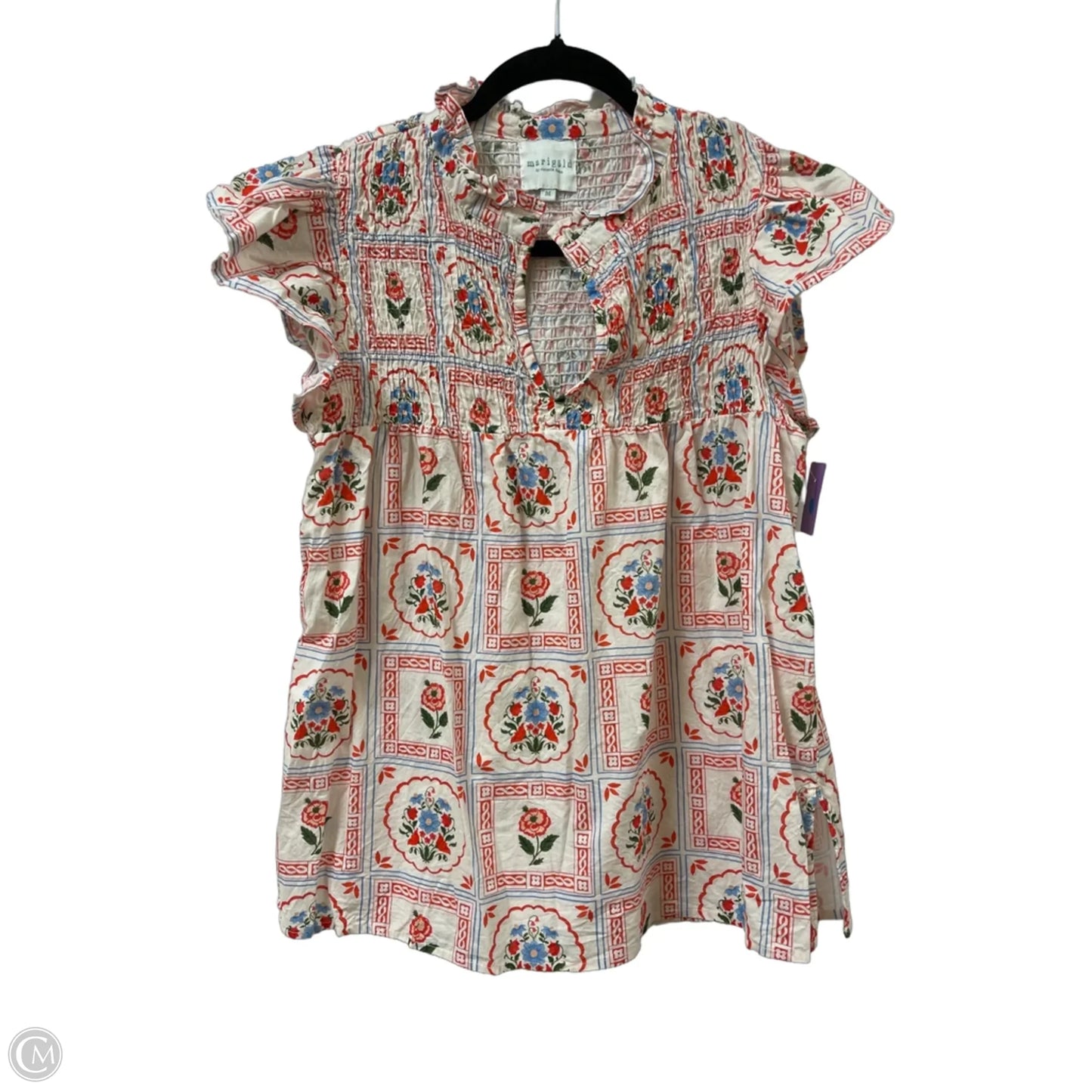 Top Short Sleeve By Cma In Floral Print, Size: M